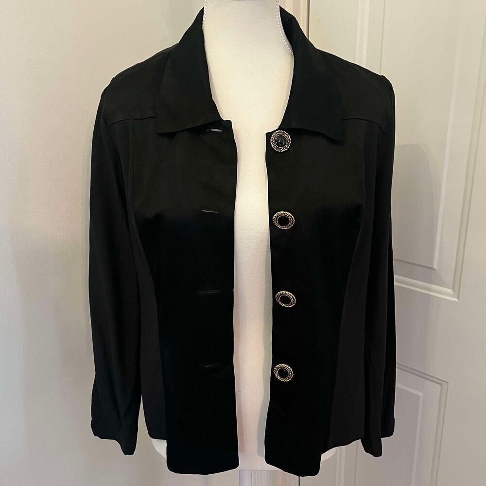 Vintage 80's Black Long Sleeve Blazer Expo Petite Size 8P Small